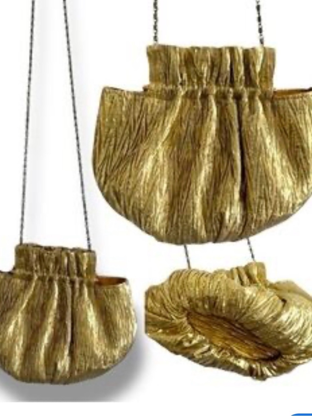 La Regale Gold Metallic Drawstring Wristlet Crossbody